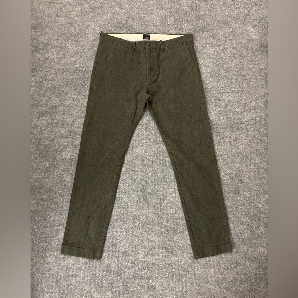 J. Crew Stretch 484 Slim Green Trousers Size 34W 32L